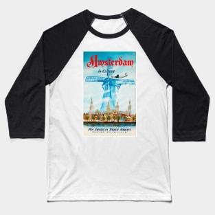 Vintage Travel Poster The Netherlands Amsterdam Baseball T-Shirt